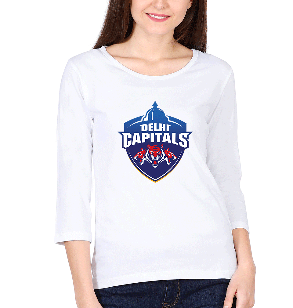 IPL DC Delhi Capitals Logo Womens Full Sleeves T-Shirts-FunkyTradition Half Sleeves T-Shirt FunkyTradition