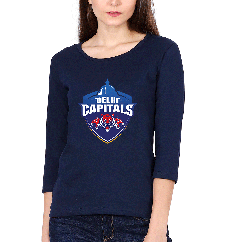 IPL DC Delhi Capitals Logo Womens Full Sleeves T-Shirts-FunkyTradition Half Sleeves T-Shirt FunkyTradition