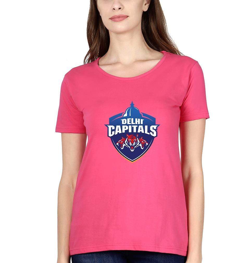 IPL DC Delhi Capitals Logo Womens Half Sleeves T-Shirts-FunkyTradition Half Sleeves T-Shirt FunkyTradition