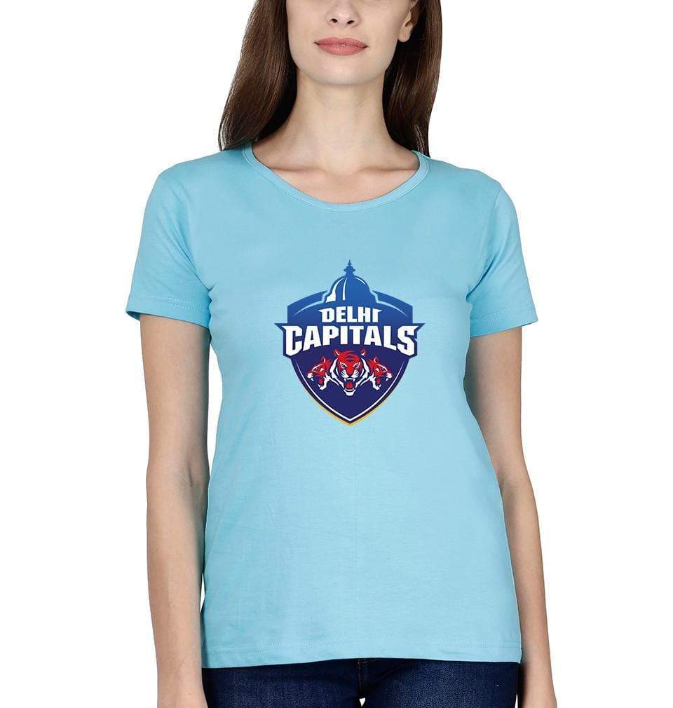 IPL DC Delhi Capitals Logo Womens Half Sleeves T-Shirts-FunkyTradition Half Sleeves T-Shirt FunkyTradition