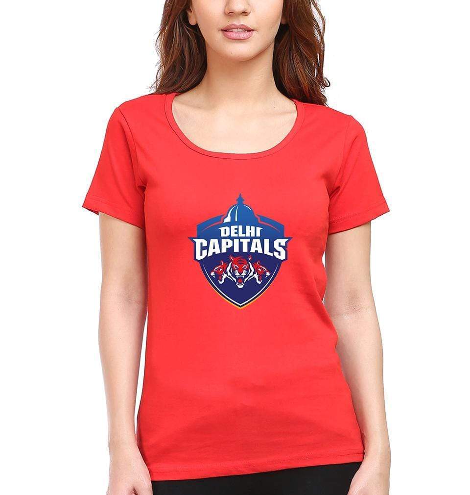 IPL DC Delhi Capitals Logo Womens Half Sleeves T-Shirts-FunkyTradition Half Sleeves T-Shirt FunkyTradition