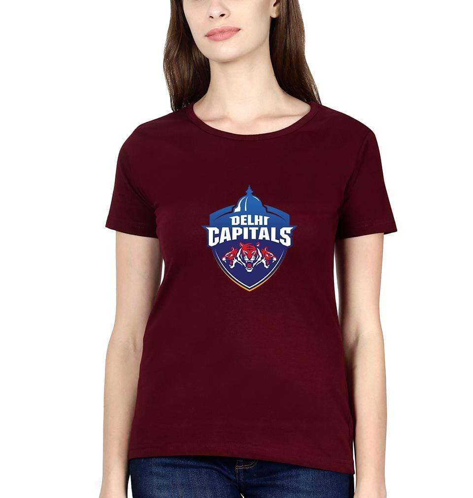 IPL DC Delhi Capitals Logo Womens Half Sleeves T-Shirts-FunkyTradition Half Sleeves T-Shirt FunkyTradition