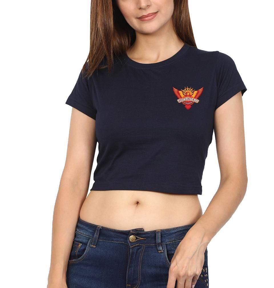 IPL Sunrises Hyderabad logo Womens Crop Top-FunkyTradition Half Sleeves T-Shirt FunkyTradition