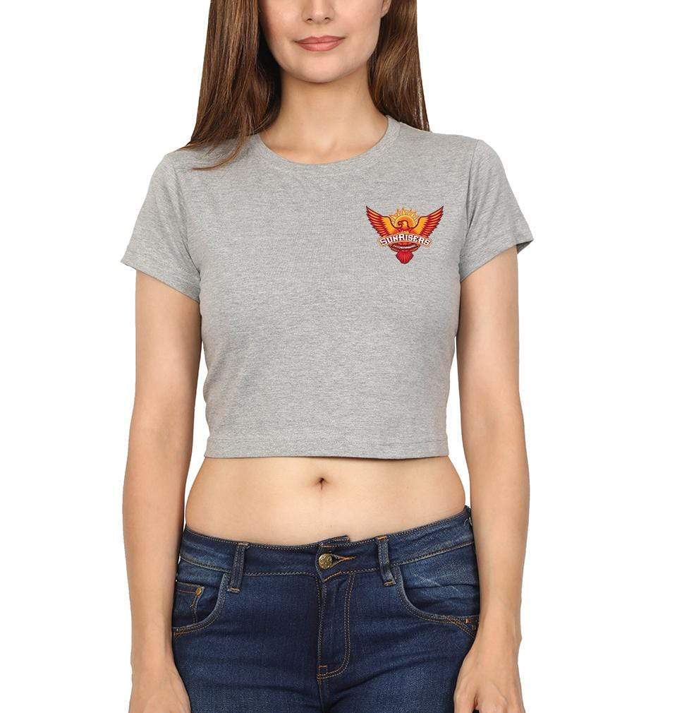 IPL Sunrises Hyderabad logo Womens Crop Top-FunkyTradition Half Sleeves T-Shirt FunkyTradition