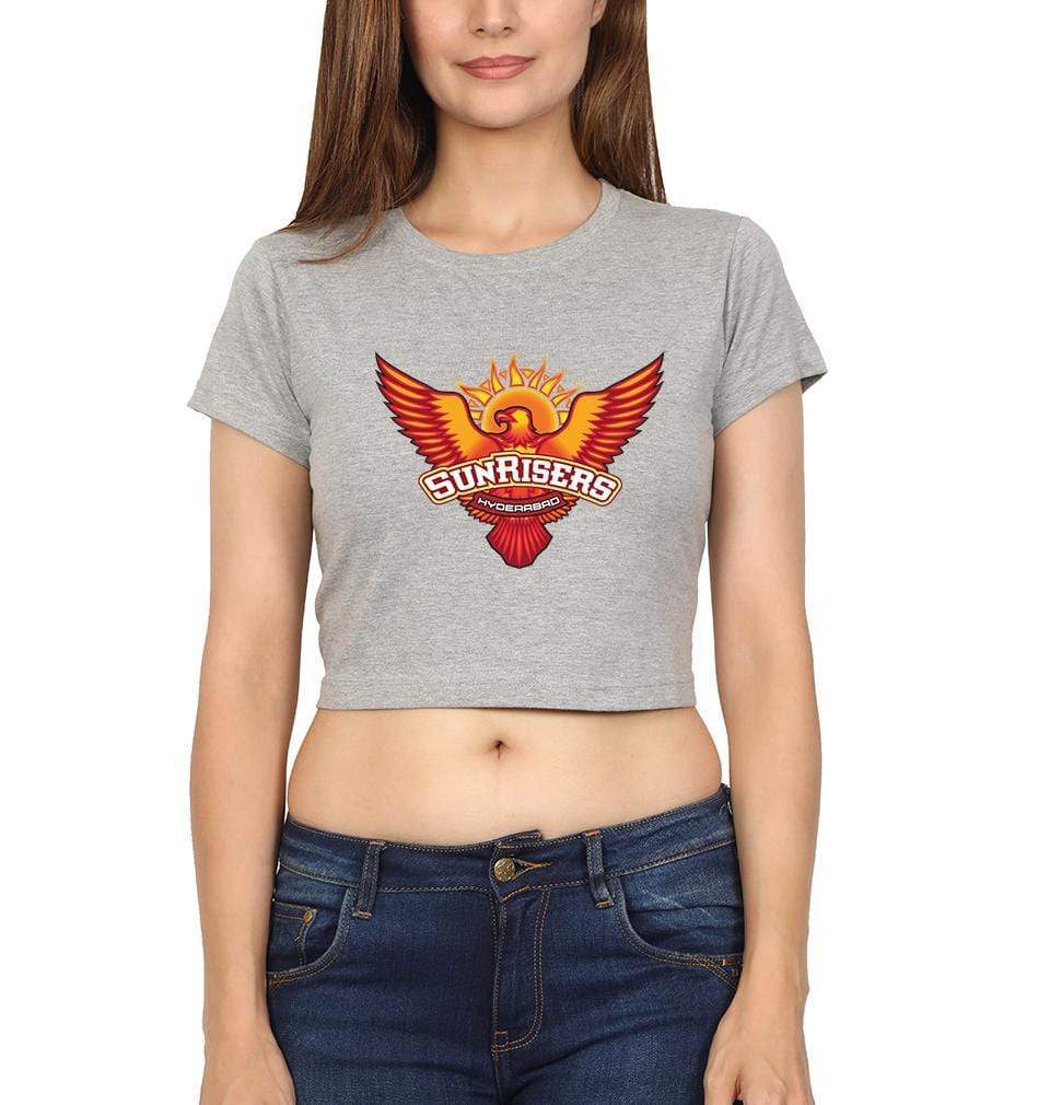 IPL Sunrises Hyderabad logo Womens Crop Top-FunkyTradition Half Sleeves T-Shirt FunkyTradition