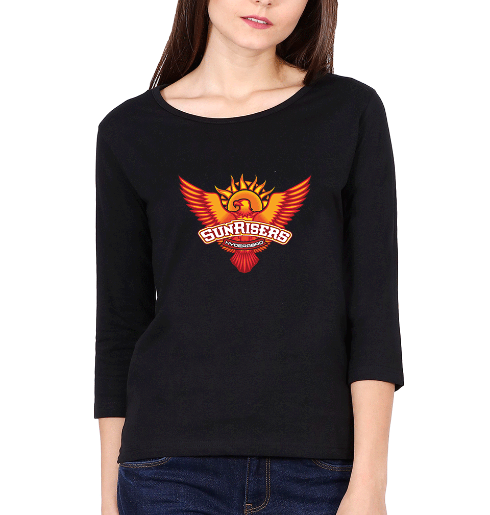IPL Sunrises Hyderabad logo Womens Full Sleeves T-Shirts-FunkyTradition Half Sleeves T-Shirt FunkyTradition