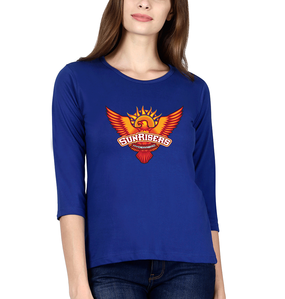 IPL Sunrises Hyderabad logo Womens Full Sleeves T-Shirts-FunkyTradition Half Sleeves T-Shirt FunkyTradition