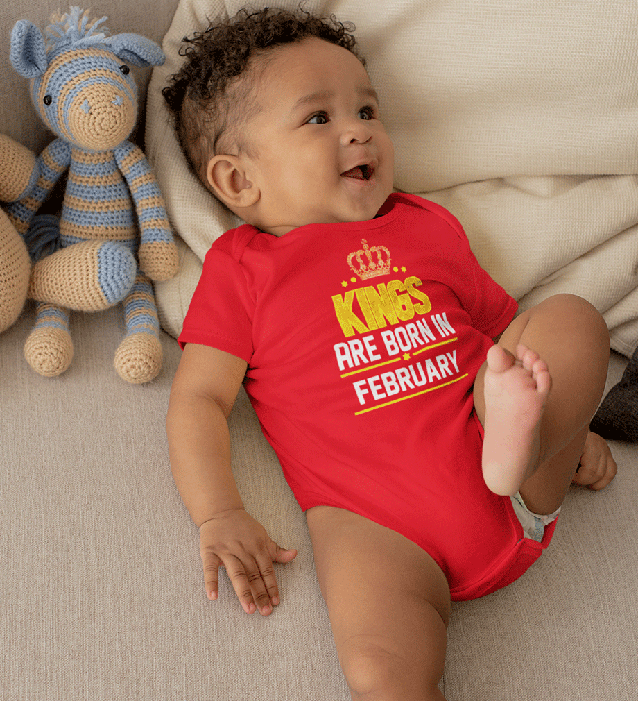 Kings are born in February Rompers for Baby Boy- FunkyTradition FunkyTradition