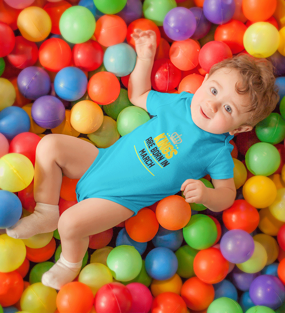 Kings are born in March Rompers for Baby Boy - FunkyTradition FunkyTradition