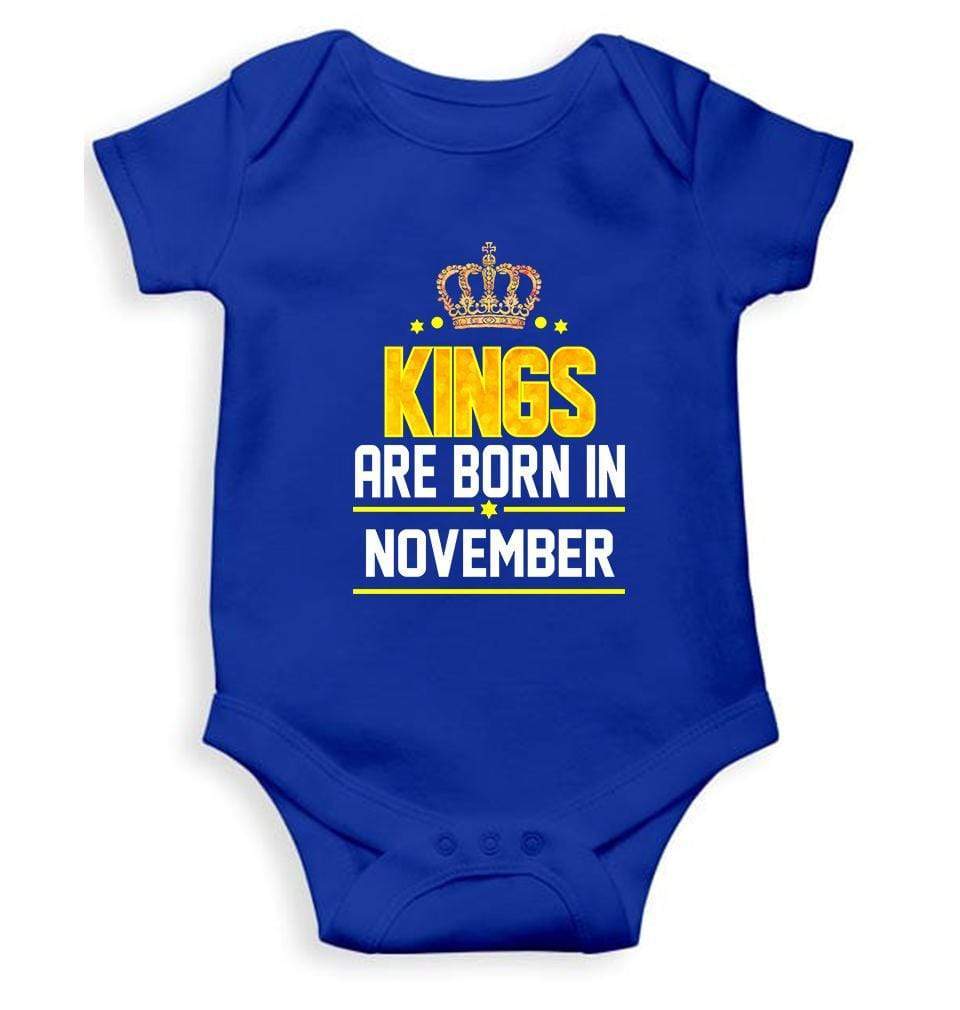 Kings are born in November Rompers for Baby Boy- FunkyTradition FunkyTradition