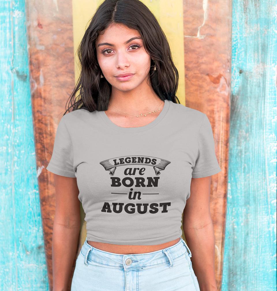 Legends are Born in August Womens Crop Top-FunkyTradition Half Sleeves T-Shirt FunkyTradition