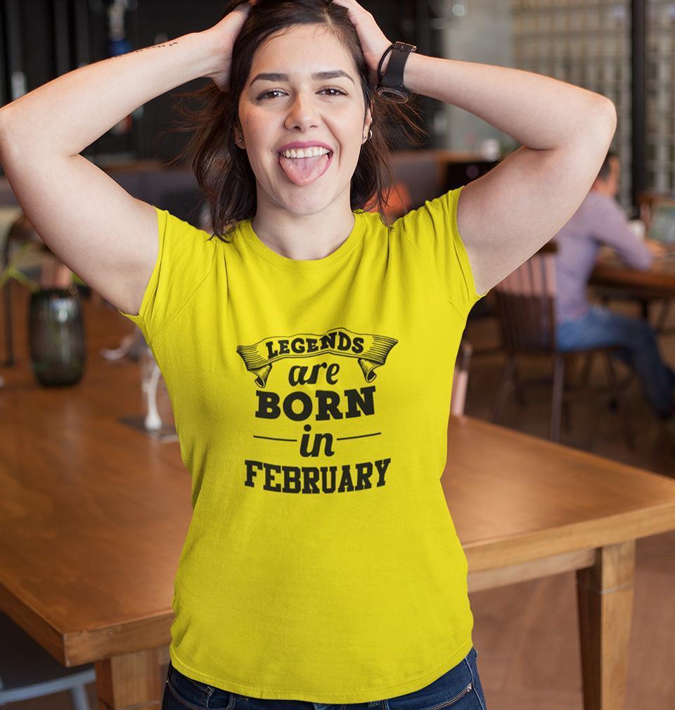 Legends are Born in February Womens Half Sleeves T-Shirts-FunkyTradition Half Sleeves T-Shirt FunkyTradition