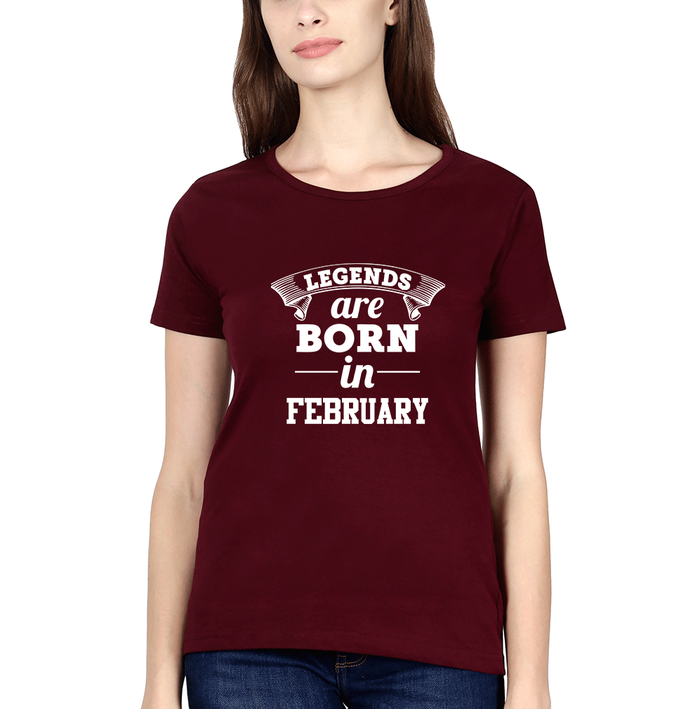 Legends are Born in February Womens Half Sleeves T-Shirts-FunkyTradition Half Sleeves T-Shirt FunkyTradition