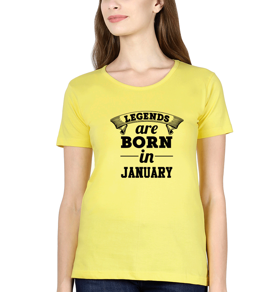 Legends are Born in January Womens Half Sleeves T-Shirts-FunkyTradition Half Sleeves T-Shirt FunkyTradition
