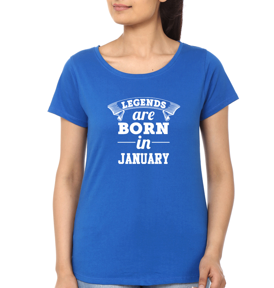 Legends are Born in January Womens Half Sleeves T-Shirts-FunkyTradition Half Sleeves T-Shirt FunkyTradition