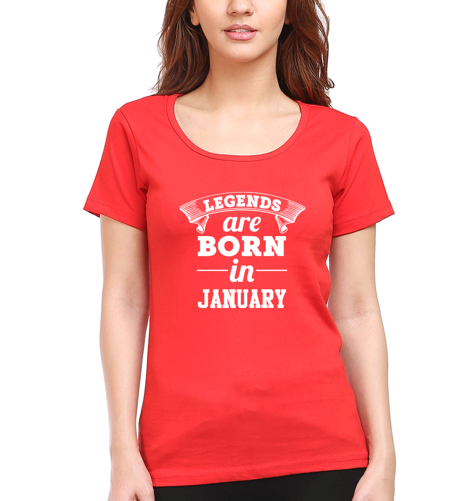 Legends are Born in January Womens Half Sleeves T-Shirts-FunkyTradition Half Sleeves T-Shirt FunkyTradition