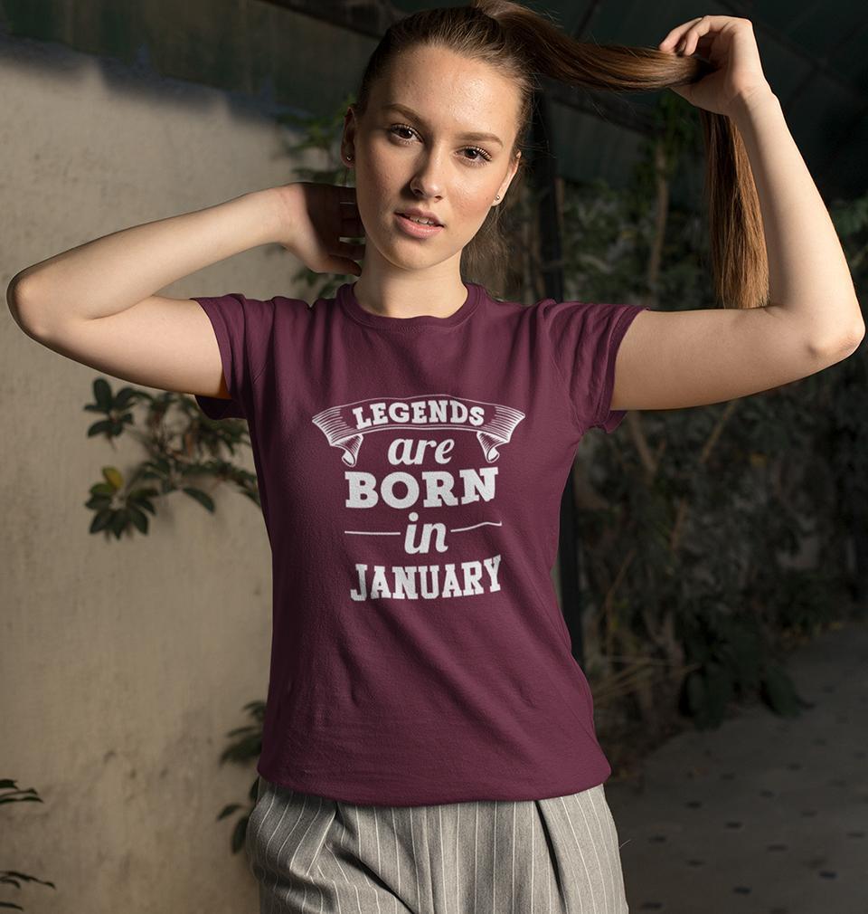 Legends are Born in January Womens Half Sleeves T-Shirts-FunkyTradition Half Sleeves T-Shirt FunkyTradition