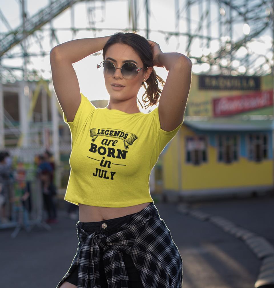 Legends are Born in July Womens Crop Top-FunkyTradition Half Sleeves T-Shirt FunkyTradition