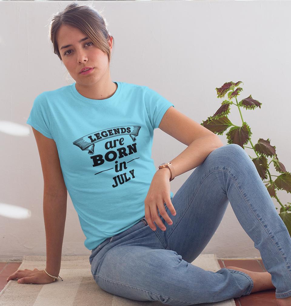 Legends are Born in July Womens Half Sleeves T-Shirts-FunkyTradition Half Sleeves T-Shirt FunkyTradition