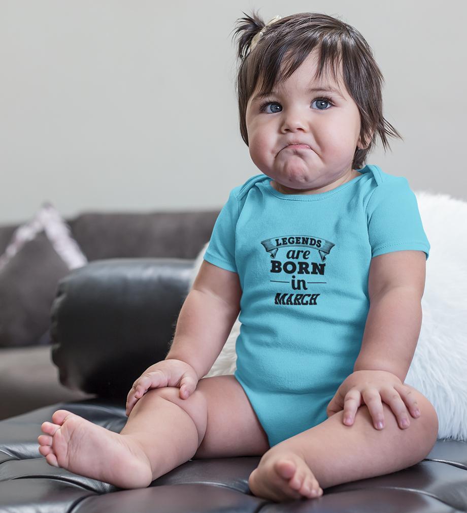 Legends are Born in March Rompers for Baby Girl- FunkyTradition FunkyTradition