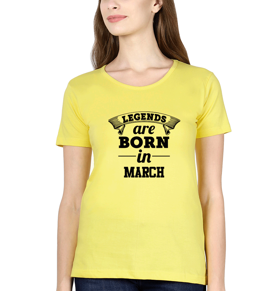Legends are Born in March Womens Half Sleeves T-Shirts-FunkyTradition Half Sleeves T-Shirt FunkyTradition