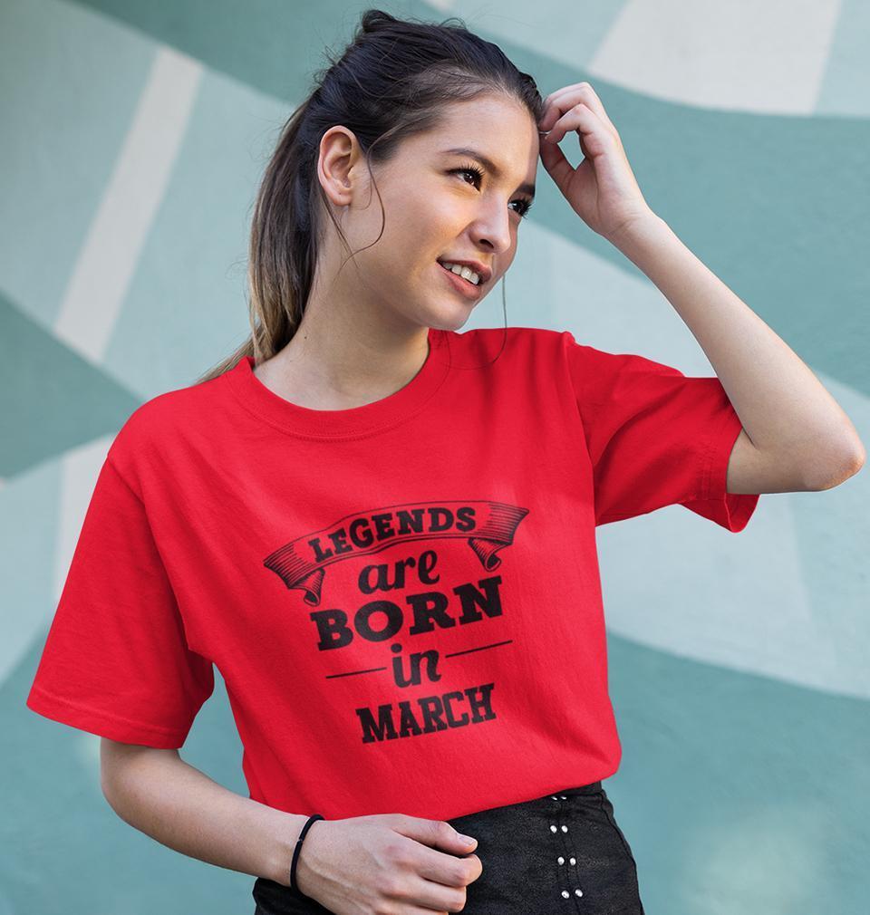 Legends are Born in March Womens Half Sleeves T-Shirts-FunkyTradition Half Sleeves T-Shirt FunkyTradition