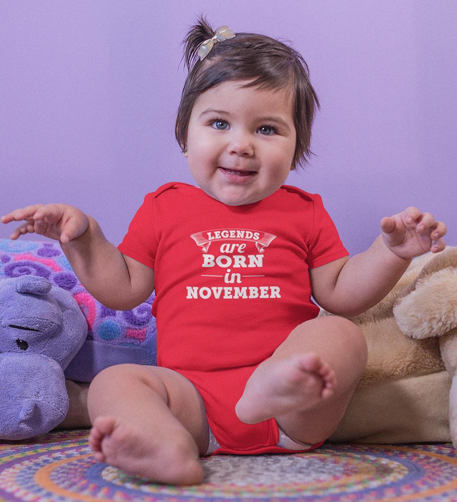 Legends are Born in November Rompers for Baby Girl- FunkyTradition FunkyTradition