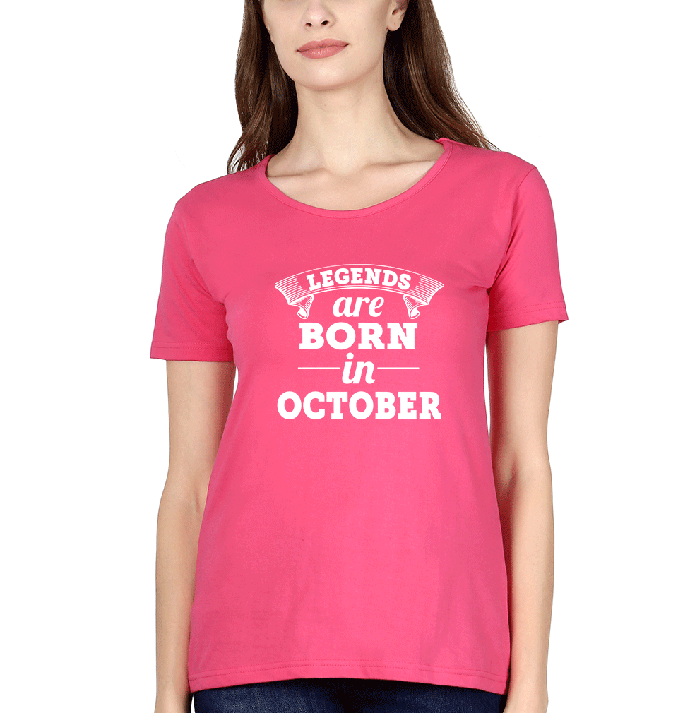 Legends are Born in October Womens Half Sleeves T-Shirts-FunkyTradition Half Sleeves T-Shirt FunkyTradition