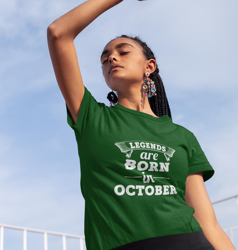 Legends are Born in October Womens Half Sleeves T-Shirts-FunkyTradition Half Sleeves T-Shirt FunkyTradition