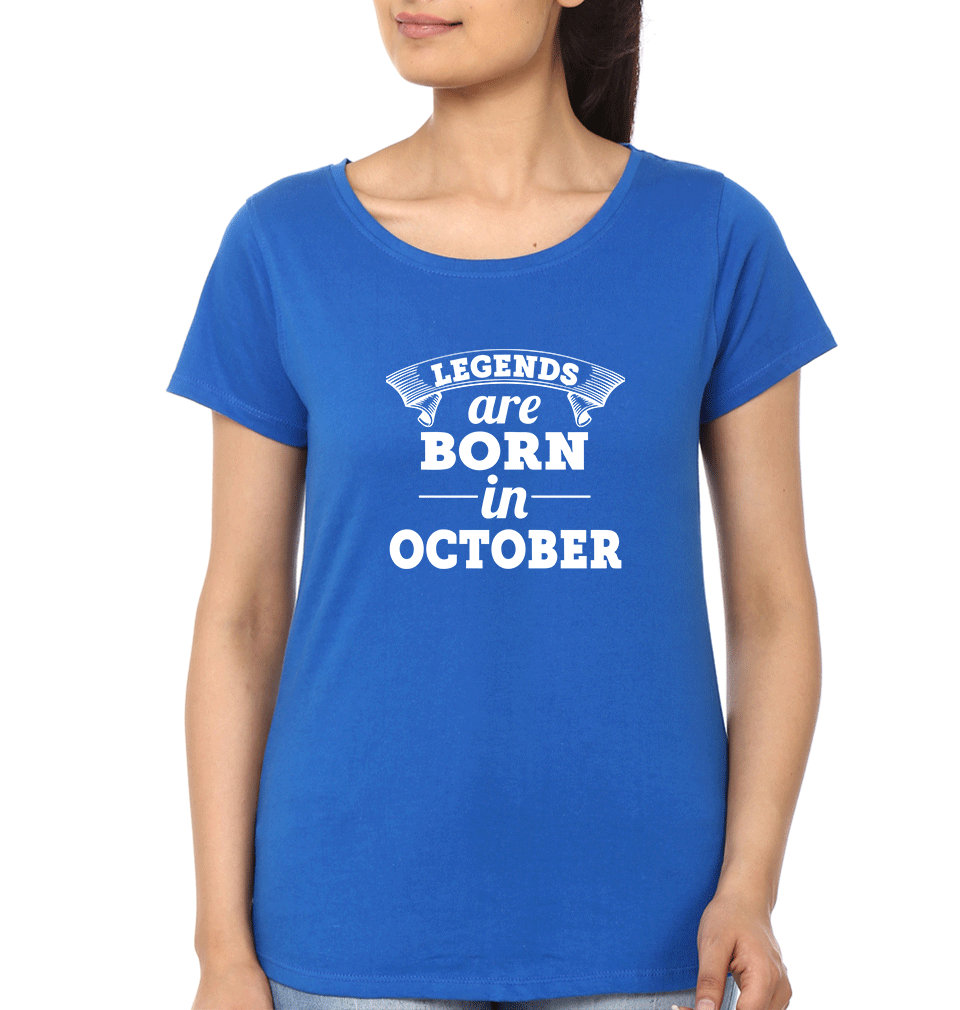 Legends are Born in October Womens Half Sleeves T-Shirts-FunkyTradition Half Sleeves T-Shirt FunkyTradition
