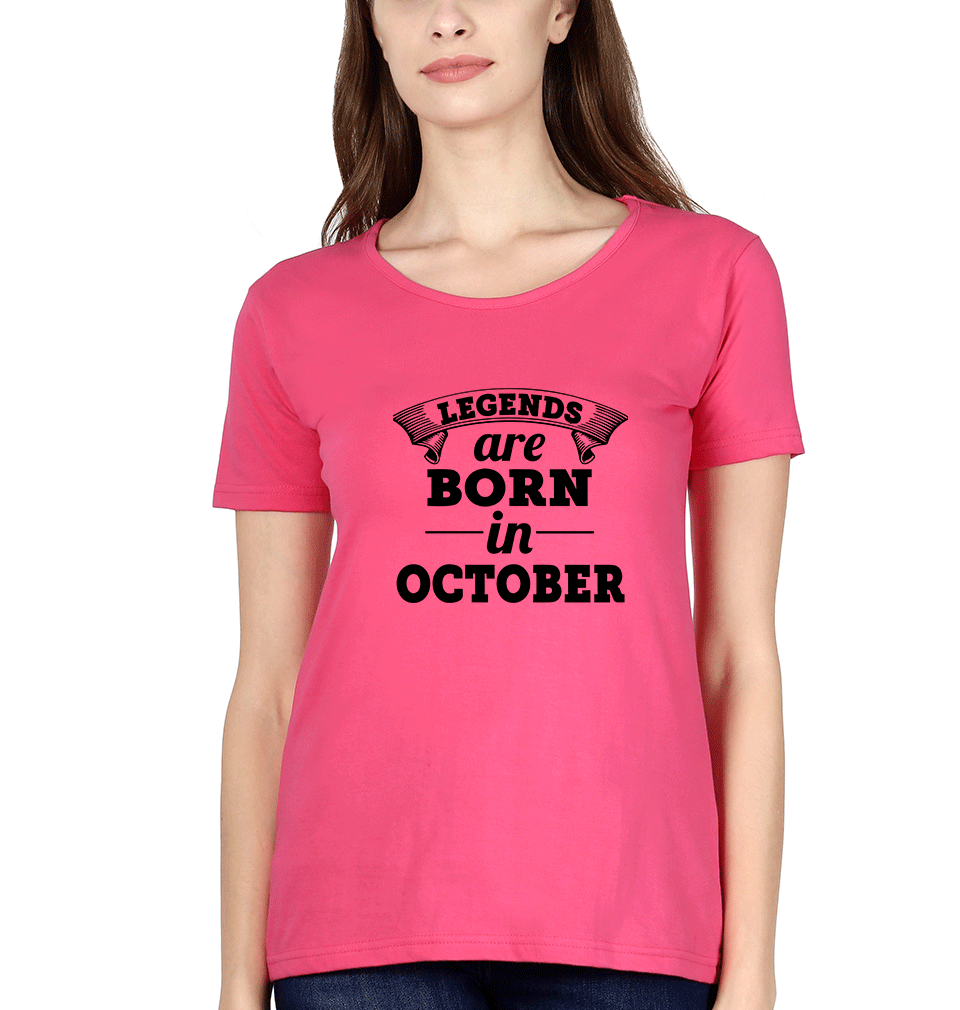 Legends are Born in October Womens Half Sleeves T-Shirts-FunkyTradition Half Sleeves T-Shirt FunkyTradition