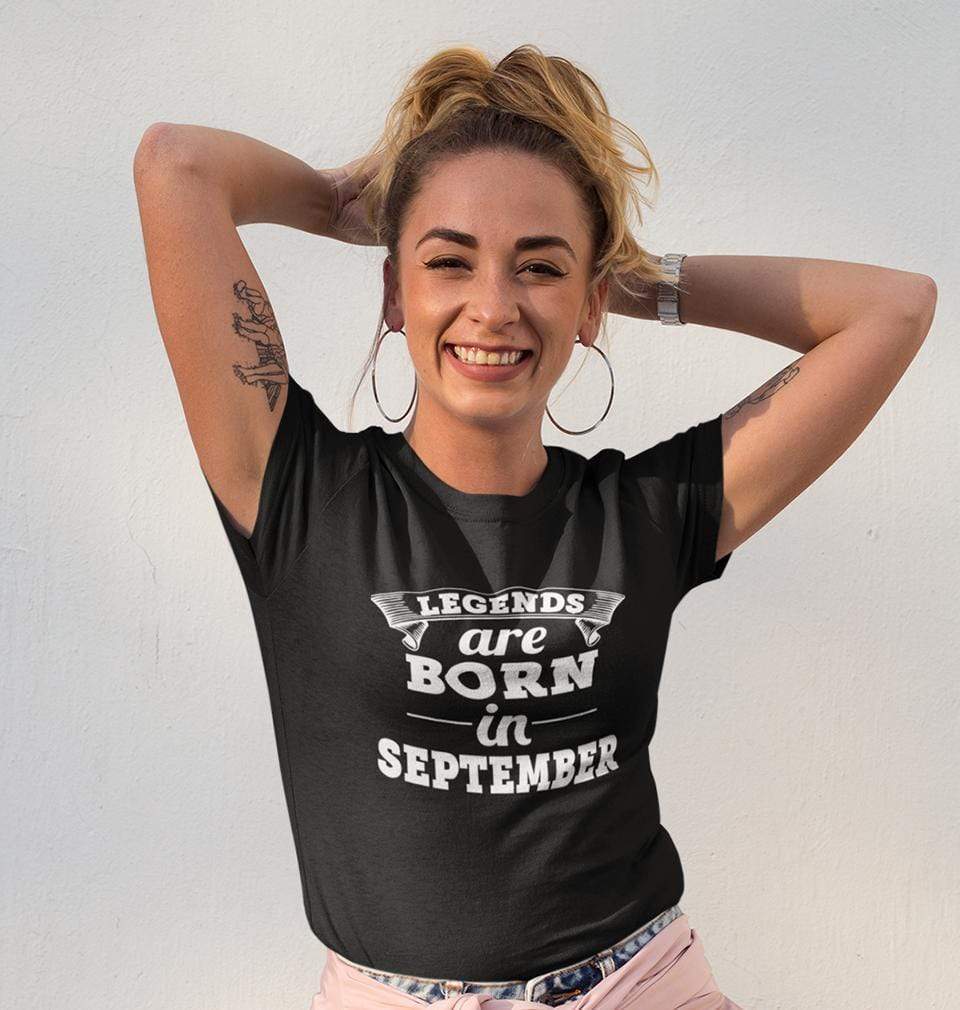 Legends are born in september Womens Half Sleeves T-Shirts-FunkyTradition Half Sleeves T-Shirt FunkyTradition