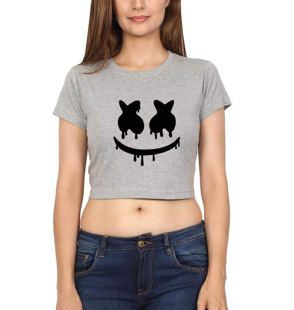 Marshmello Womens Crop Top-FunkyTradition Half Sleeves T-Shirt FunkyTradition
