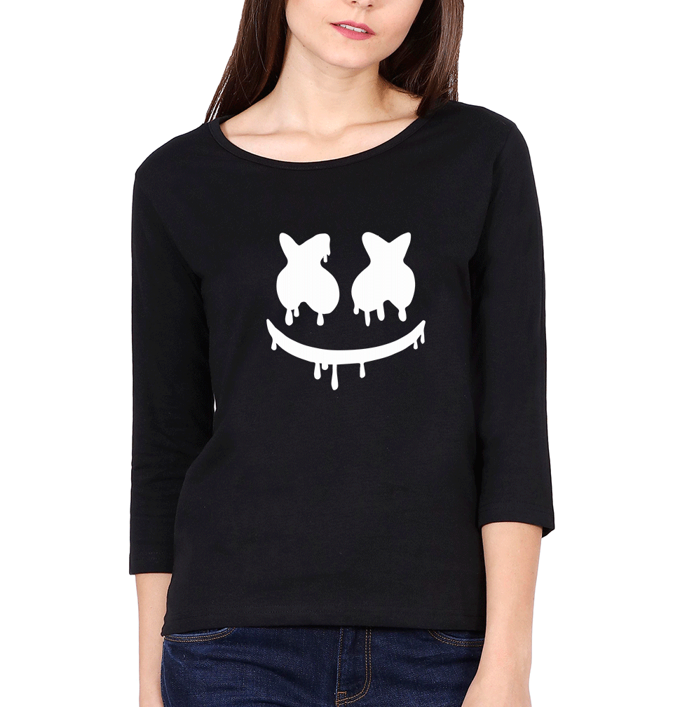 Marshmello Womens Full Sleeves T-Shirts-FunkyTradition Half Sleeves T-Shirt FunkyTradition