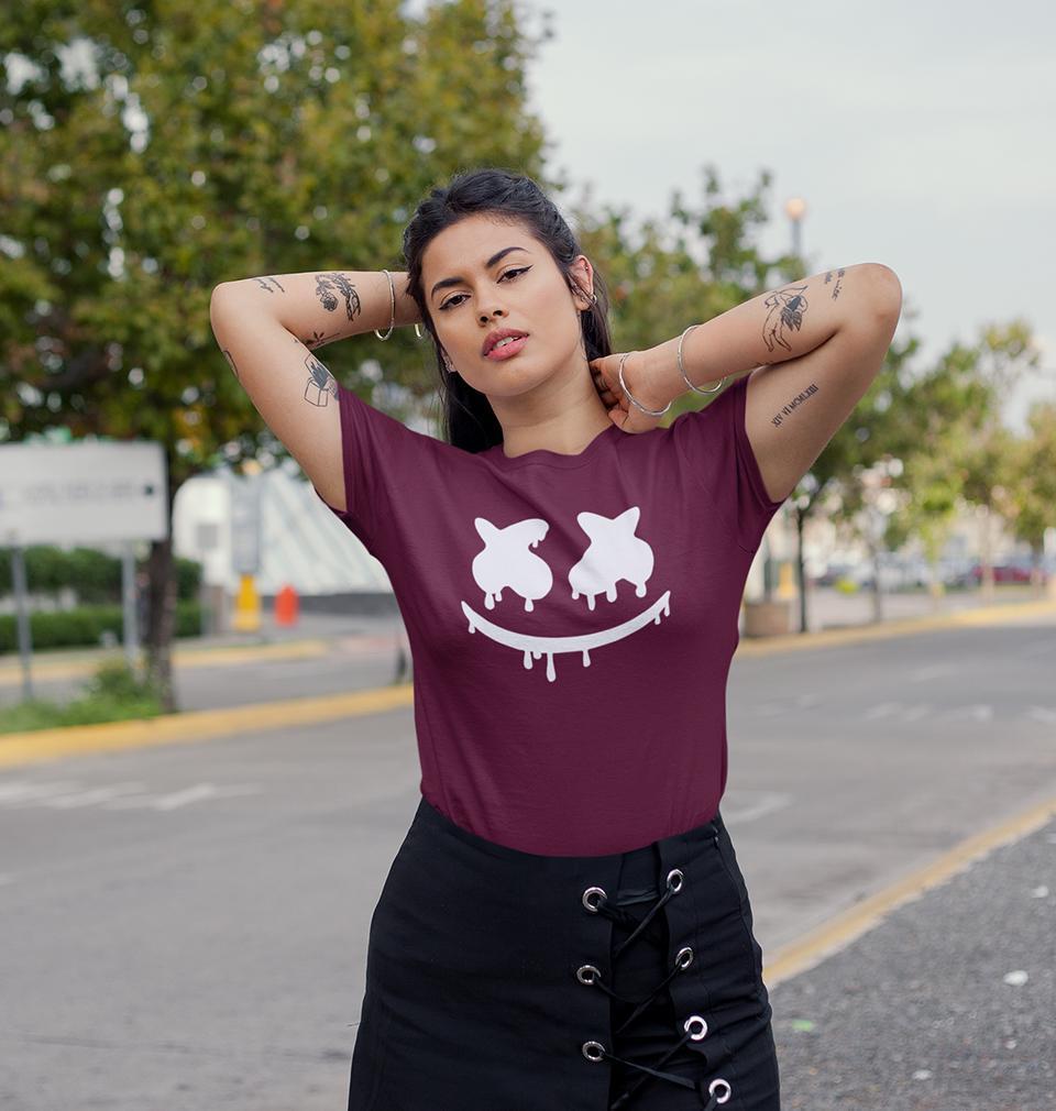 Marshmello Womens Half Sleeves T-Shirts-FunkyTradition Half Sleeves T-Shirt FunkyTradition