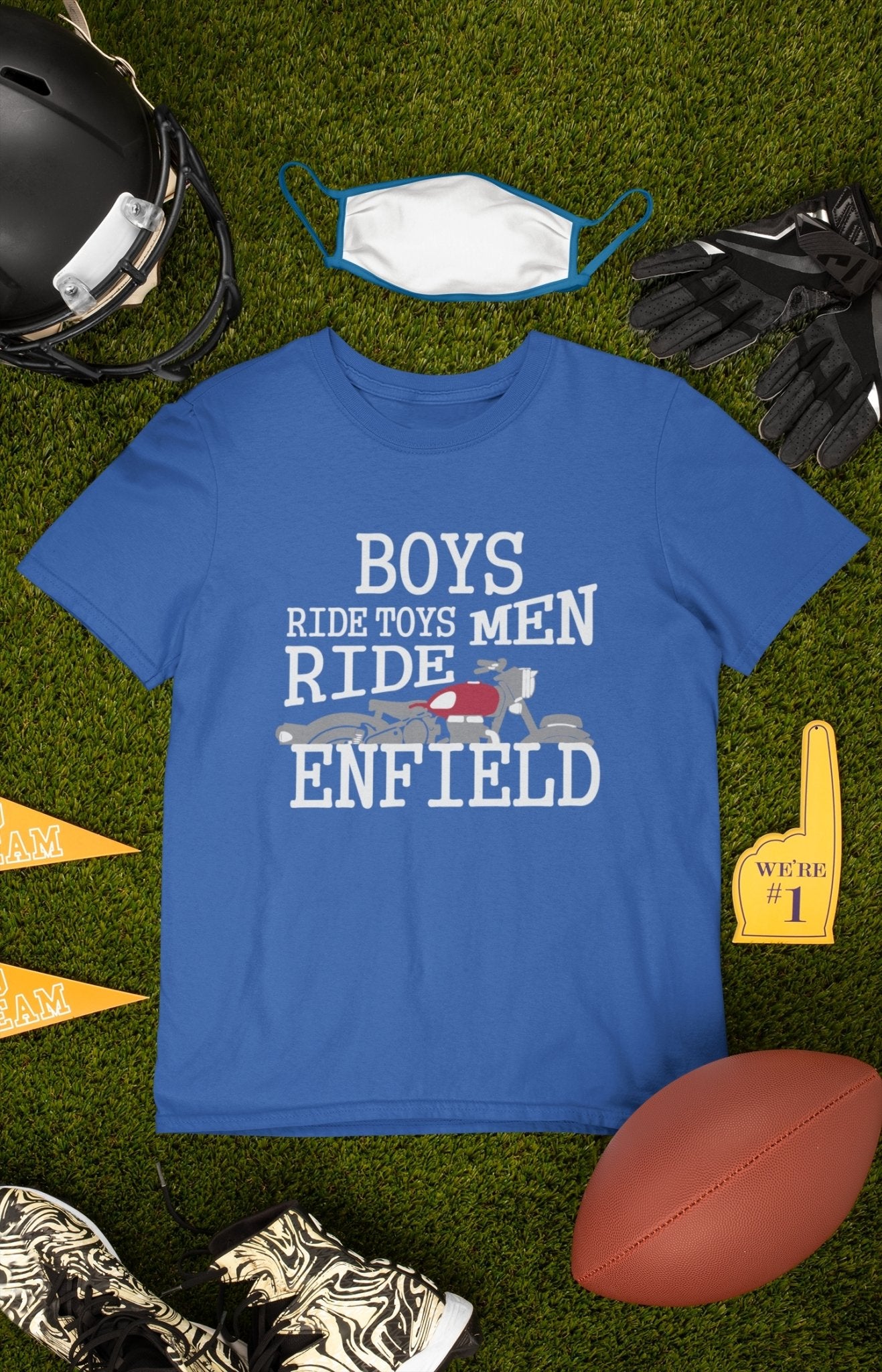 Men Ride Enfield Biker Mens Half Sleeves T-shirt- FunkyTeesClub - Funky Tees Club