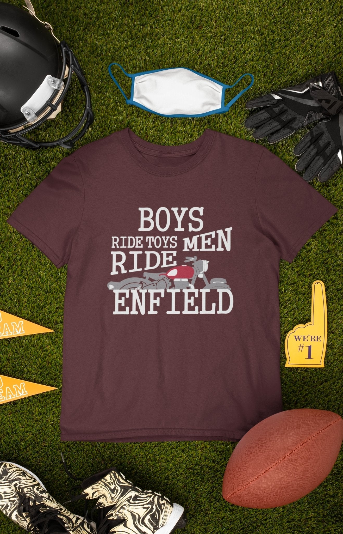 Men Ride Enfield Biker Mens Half Sleeves T-shirt- FunkyTeesClub - Funky Tees Club