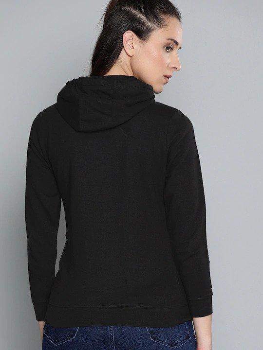 Plain Black Hoodie Sweatshirt for Women -FunkyTeesClub - Funky Tees Club
