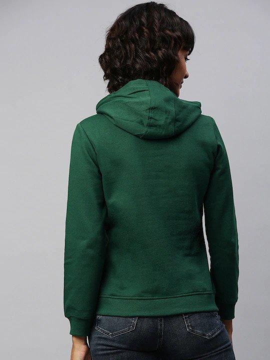 Plain Dark Green Hoodie Sweatshirt for Women -FunkyTeesClub - Funky Tees Club