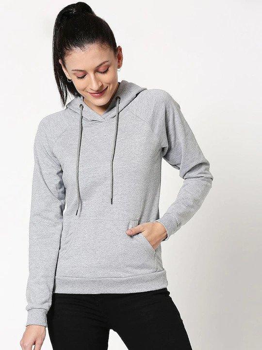 Plain Grey Hoodie Sweatshirt for Women -FunkyTeesClub - Funky Tees Club