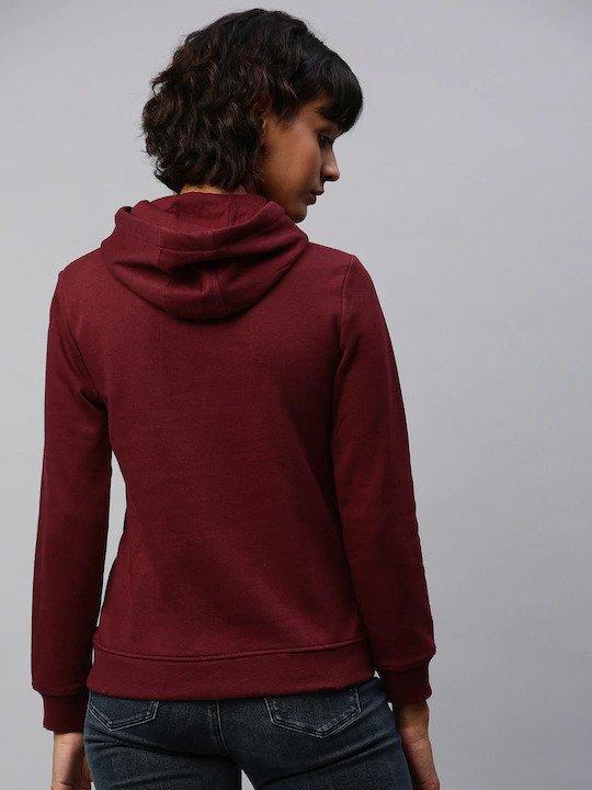 Plain Maroon Hoodie Sweatshirt for Women -FunkyTeesClub - Funky Tees Club