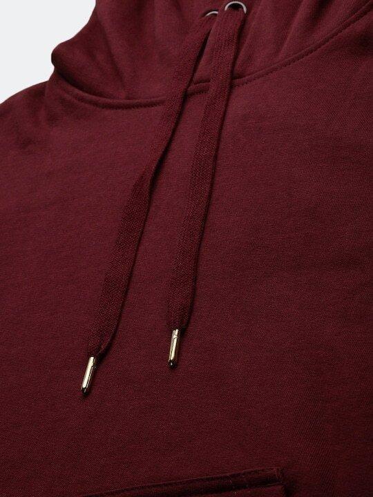 Plain Maroon Hoodie Sweatshirt for Women -FunkyTeesClub - Funky Tees Club