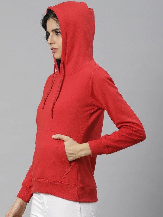 Plain Red Hoodie Sweatshirt for Women -FunkyTeesClub - Funky Tees Club