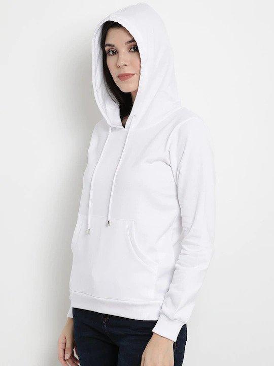 Plain White Hoodie Sweatshirt for Women -FunkyTeesClub - Funky Tees Club