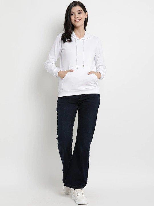 Plain White Hoodie Sweatshirt for Women -FunkyTeesClub - Funky Tees Club