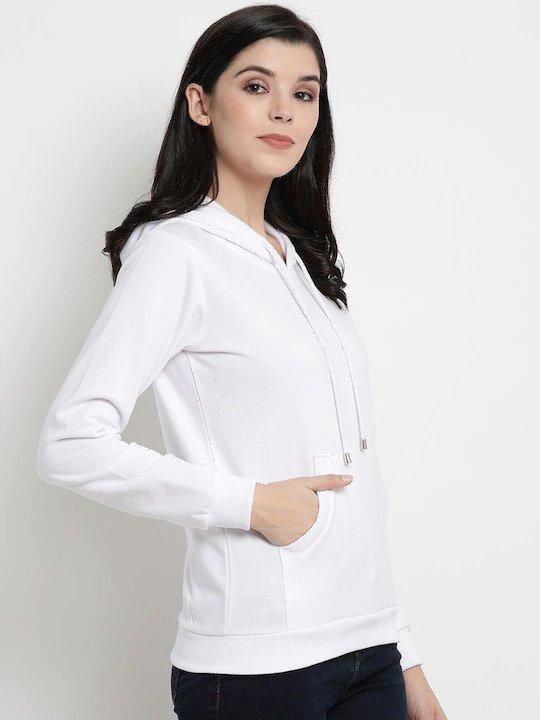 Plain White Hoodie Sweatshirt for Women -FunkyTeesClub - Funky Tees Club