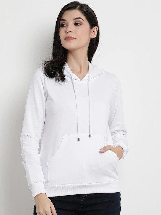 Plain White Hoodie Sweatshirt for Women -FunkyTeesClub - Funky Tees Club