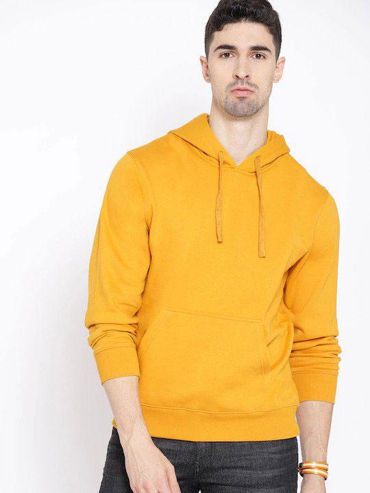 Plain Yellow Hoodie Sweatshirt for Men -FunkyTeesClub - Funky Tees Club