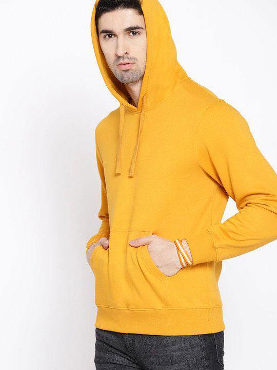 Plain Yellow Hoodie Sweatshirt for Men -FunkyTeesClub - Funky Tees Club