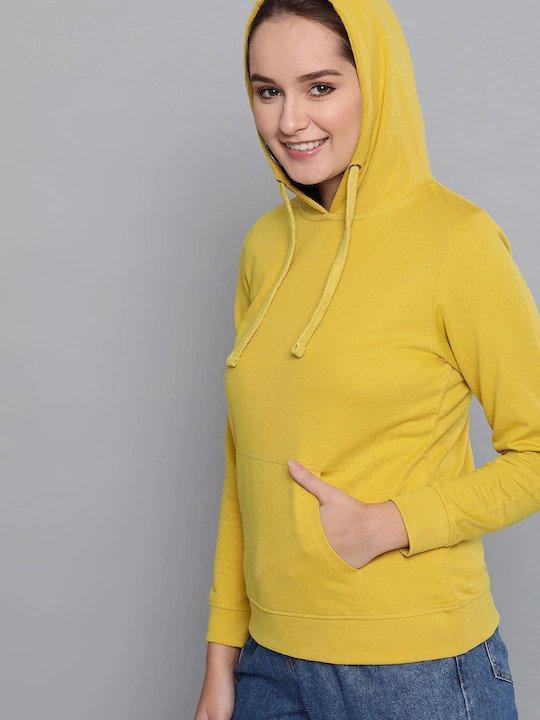 Plain Yellow Hoodie Sweatshirt for Women -FunkyTeesClub - Funky Tees Club